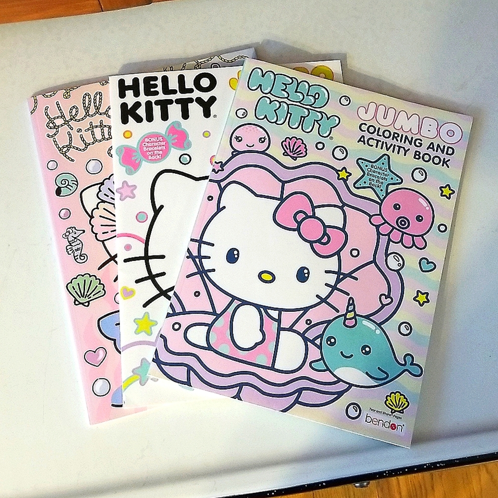 HELLO KITTY Jumbo Coloring & Activity Books by Bendon Lot of 3-Brand New!